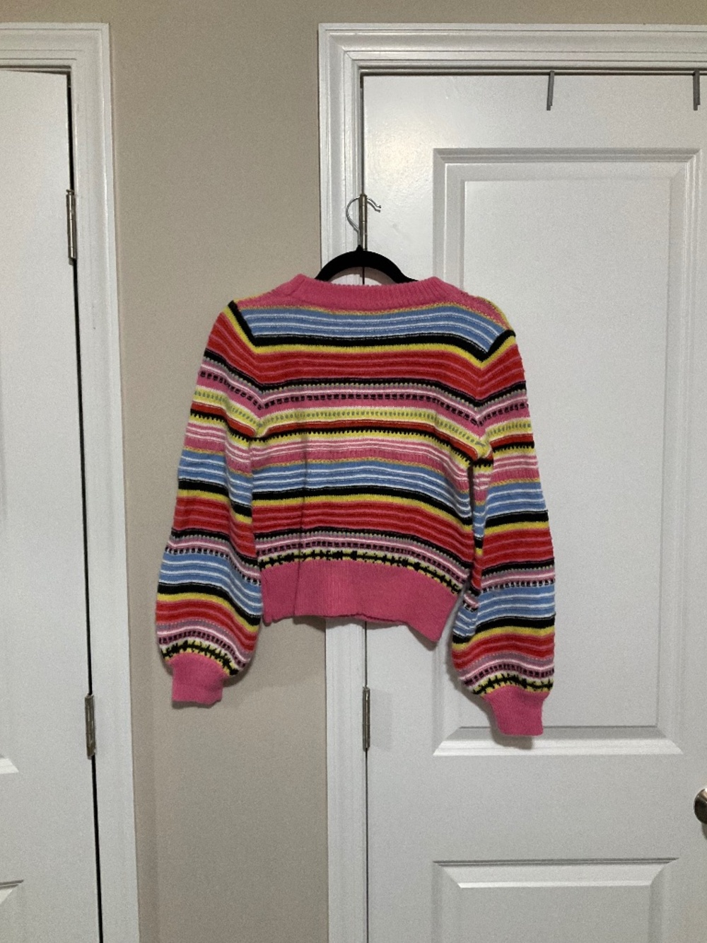 Colorful stripe sweater chunky knit small women EUC